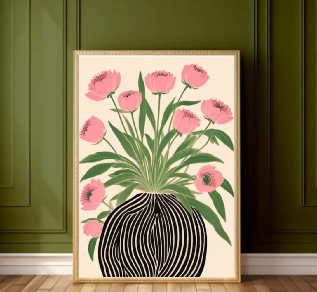 Home Cinema Wall Art - フレームレスの花のポスター、マティスのウォールアート、パステルプリント、花瓶の花の絵、カラー絵画、ホームルームの装飾用、Gi