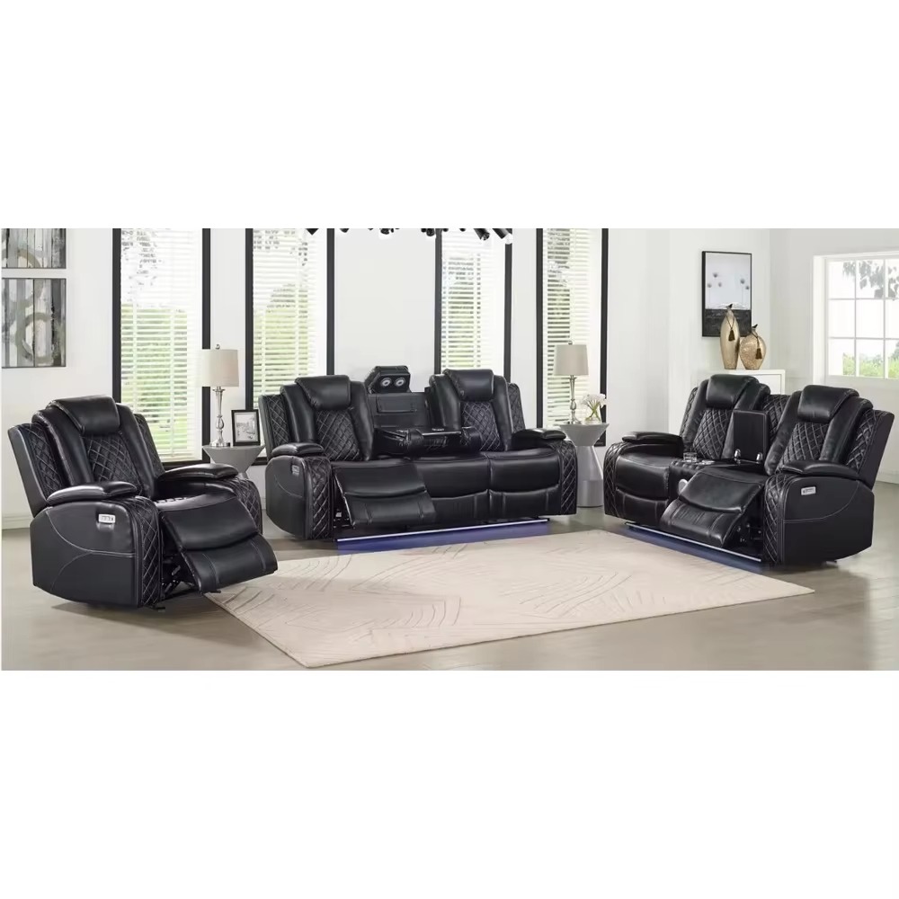 Recliner Sofa Cover - 高品質電動リクライニングリビングルームソファカバー 1+2+3人掛け ドロップ式コーヒーテーブル付き