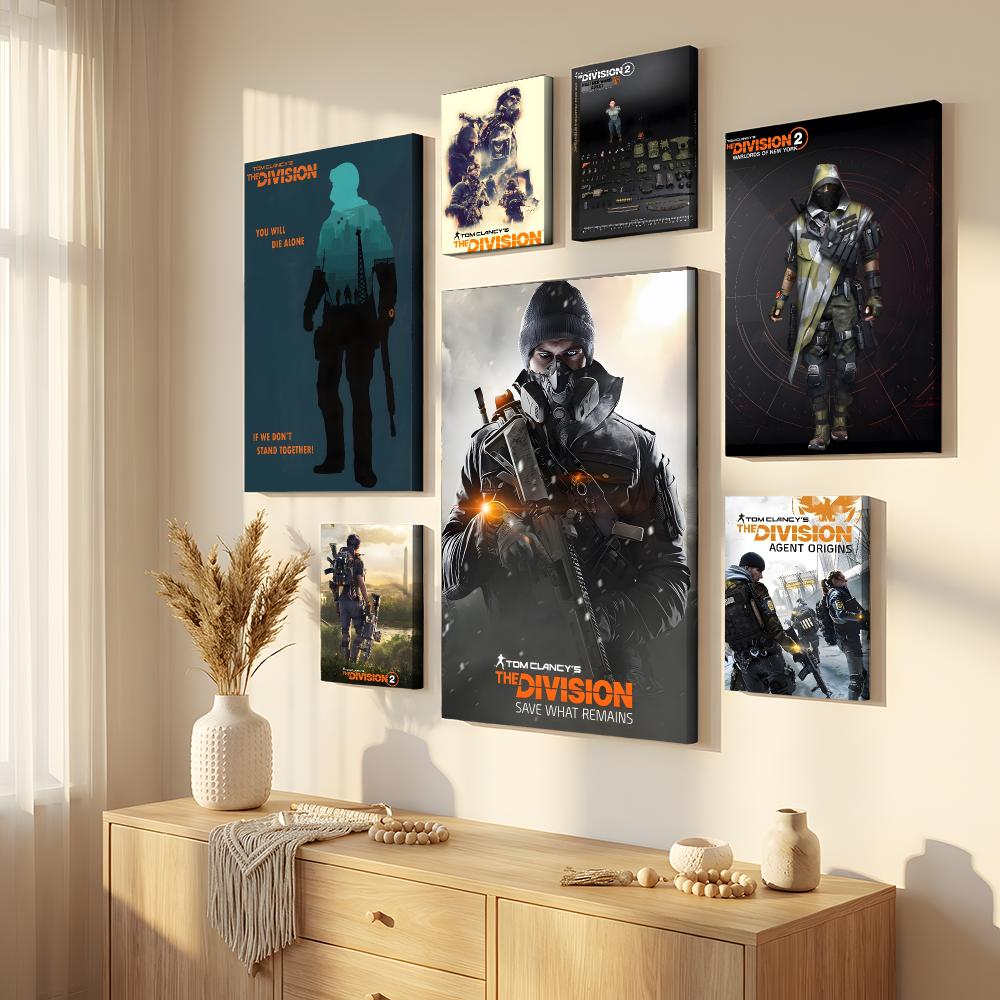 Home Cinema Wall Art - トム・クランシーの「ディビジョン2」フレーム付きウォールペインティング、フレーム付きキャンバスウォールアート、防水ウォールデコレーション、リビングルームや寝室に最適