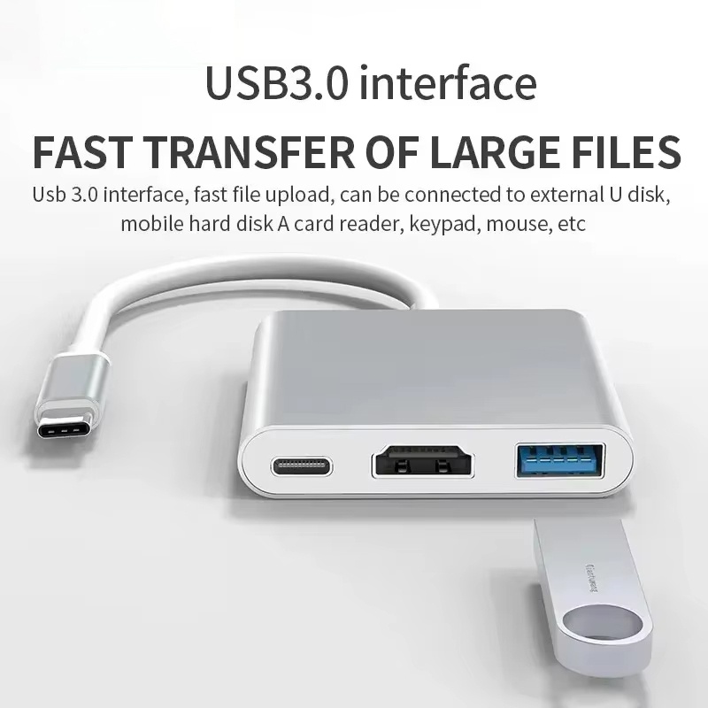Home Cinema Usb - 3in1 Type-C to HDMI対応アダプター USBハブ Type-C
