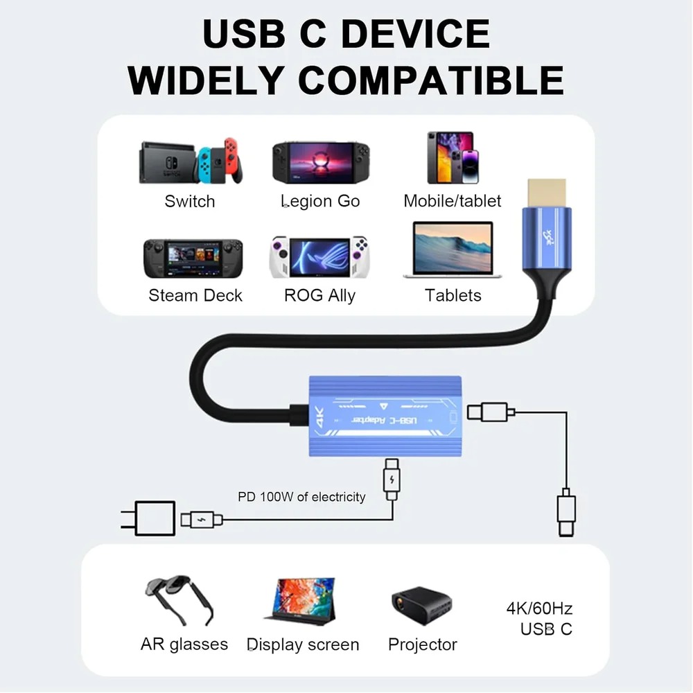 HDMI対応USB-Cビデオアダプター 4K@60Hz HD - Home Cinema Usb のレビューと価格