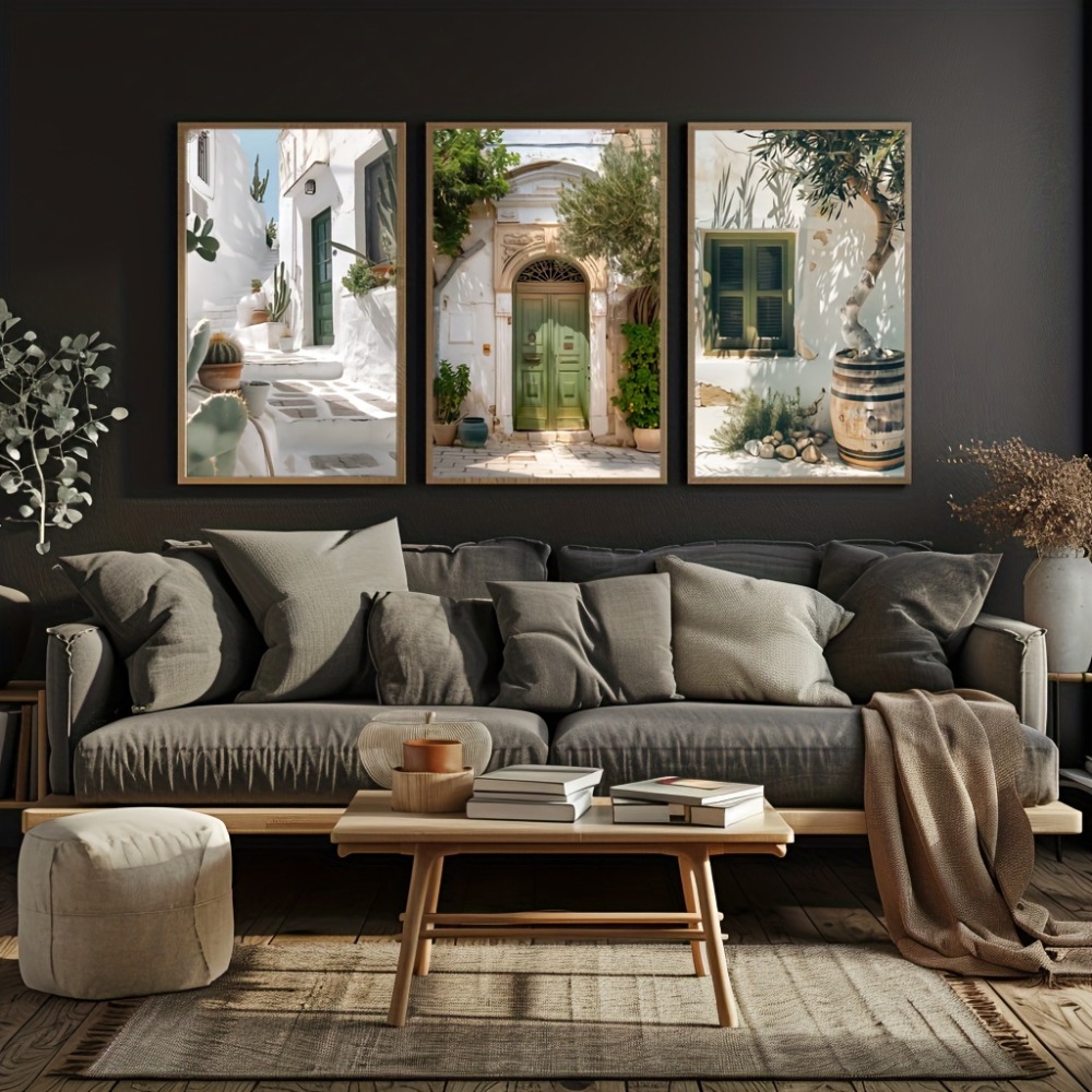 3 個フレームレスキャンバス絵画地中海風景キャンバスプリント - Home Cinema Wall Art のレビューと価格