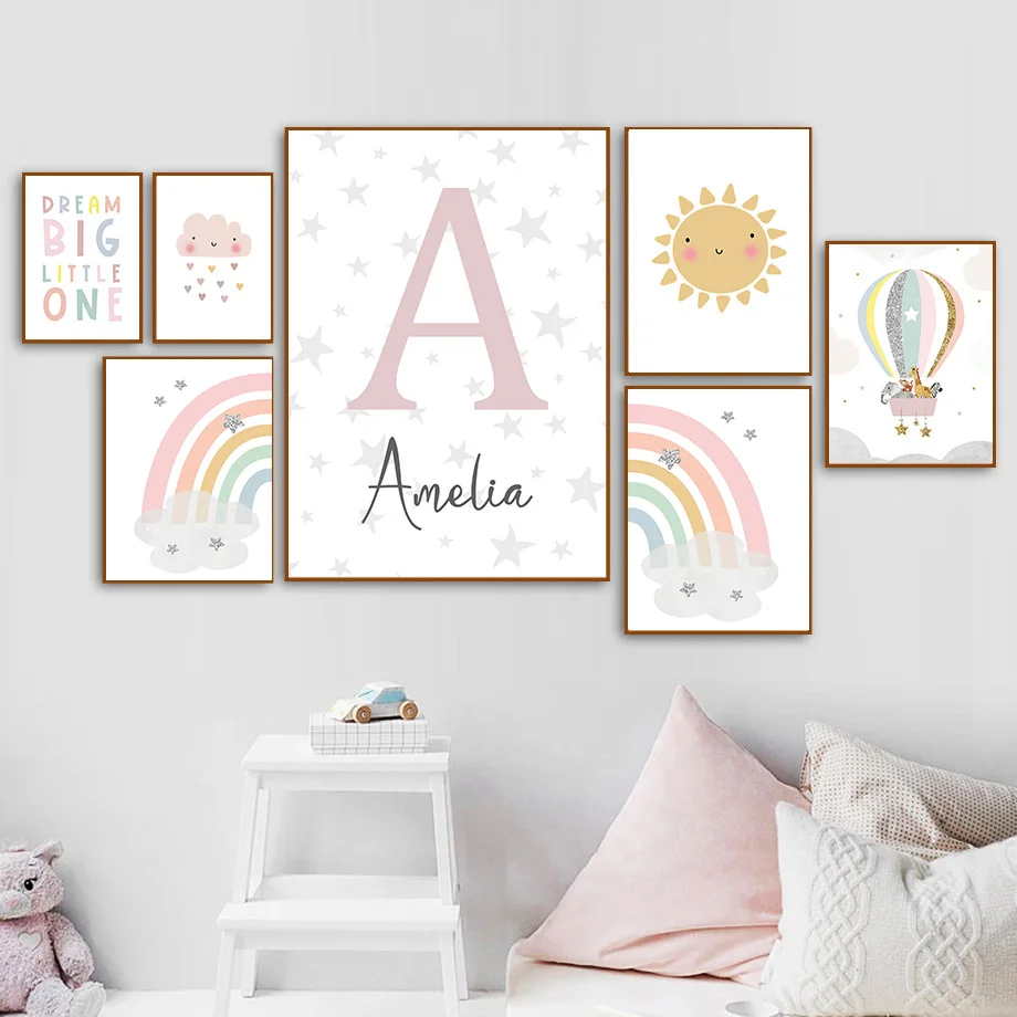 キリン象熱気球太陽虹保育園北欧ポスターやプリント壁アートキャ - Home Cinema Wall Art のレビューと価格