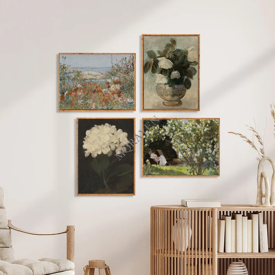 田舎の自然風景ウォールアートビクトリア朝の女性読書ポスターキ - Home Cinema Wall Art のレビューと価格