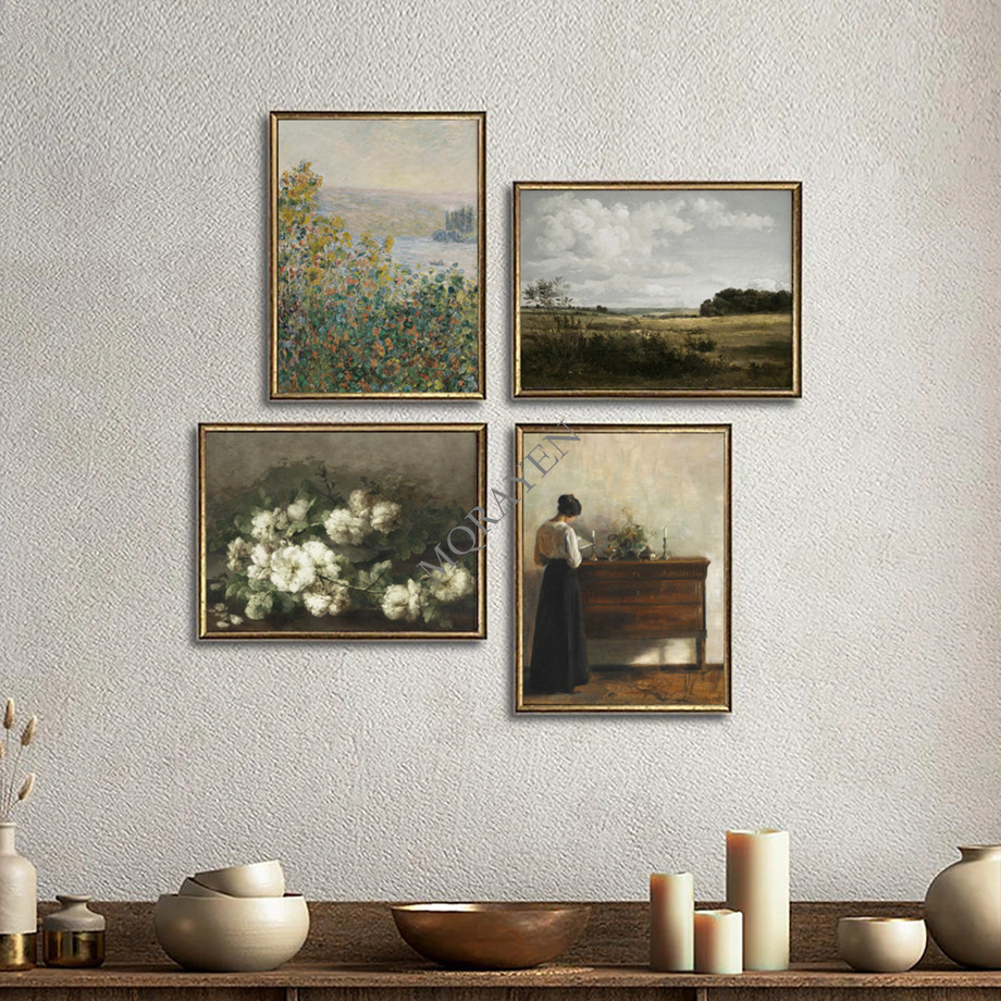 田舎の自然風景ウォールアートビクトリア朝の女性読書ポスターキ - Home Cinema Wall Art のレビューと価格