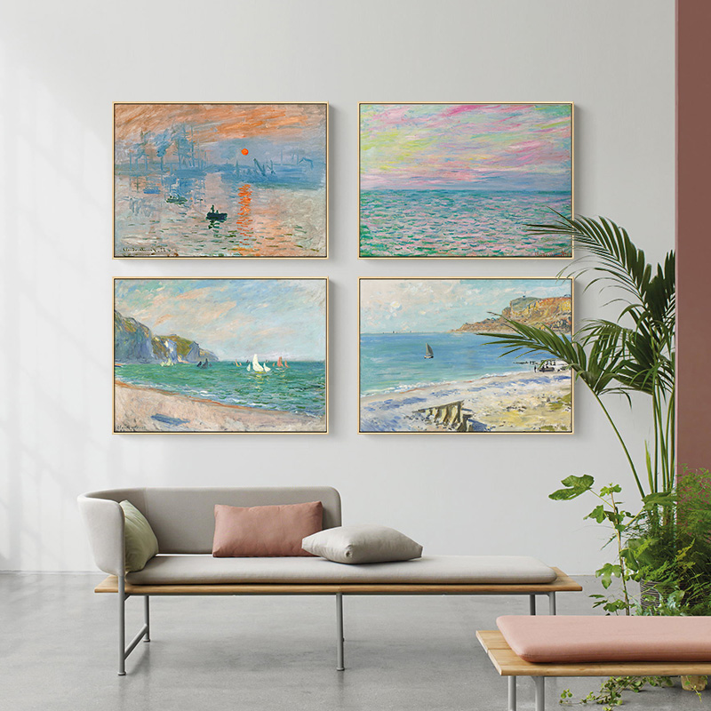 有名なモネポスターキャンバス絵画現代抽象風景壁アート北欧プリ - Home Cinema Wall Art のレビューと価格
