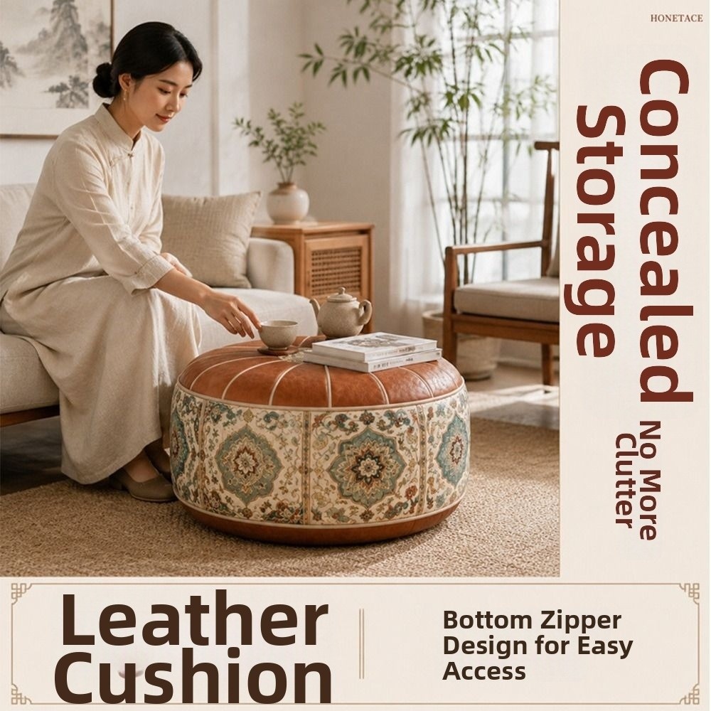 新しいPUレザー製オットマンプーフ、折りたたみ式丸型収納オッ - Recliner Sofa Cover のレビューと価格
