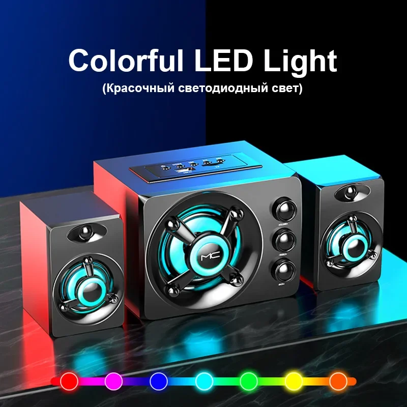 HiFi 3Dステレオスピーカー カラフルLED ヘビーライ - Home Cinema Wireless Speakers のレビューと価格