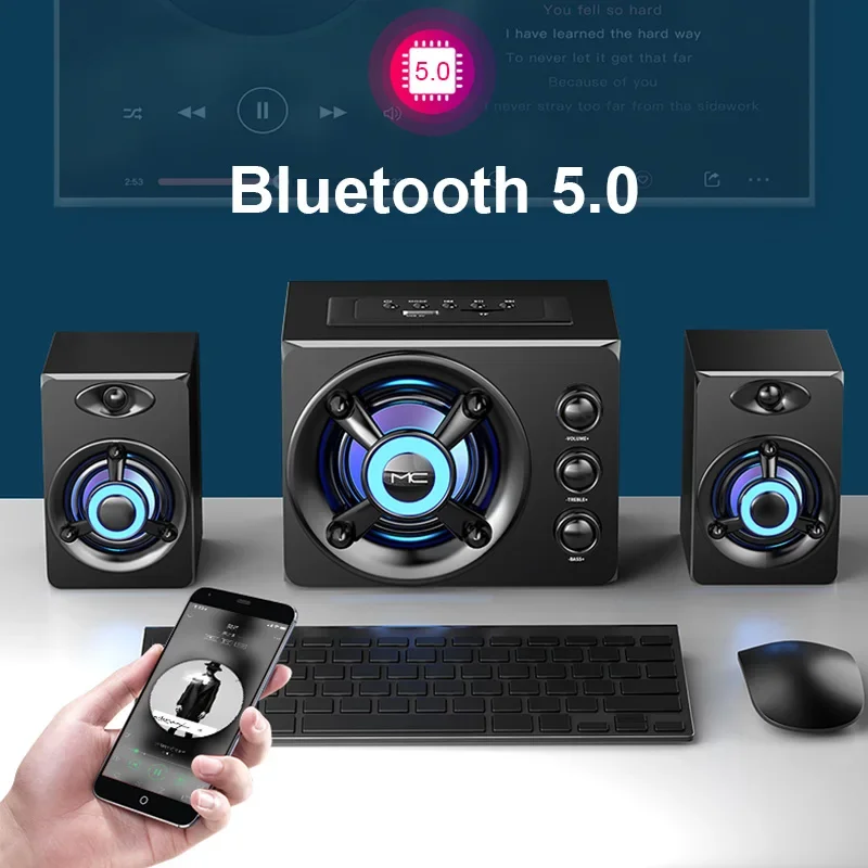 HiFi 3Dステレオスピーカー カラフルLED ヘビーライ - Home Cinema Wireless Speakers のレビューと価格