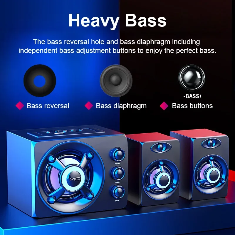 HiFi 3Dステレオスピーカー カラフルLED ヘビーライ - Home Cinema Wireless Speakers のレビューと価格